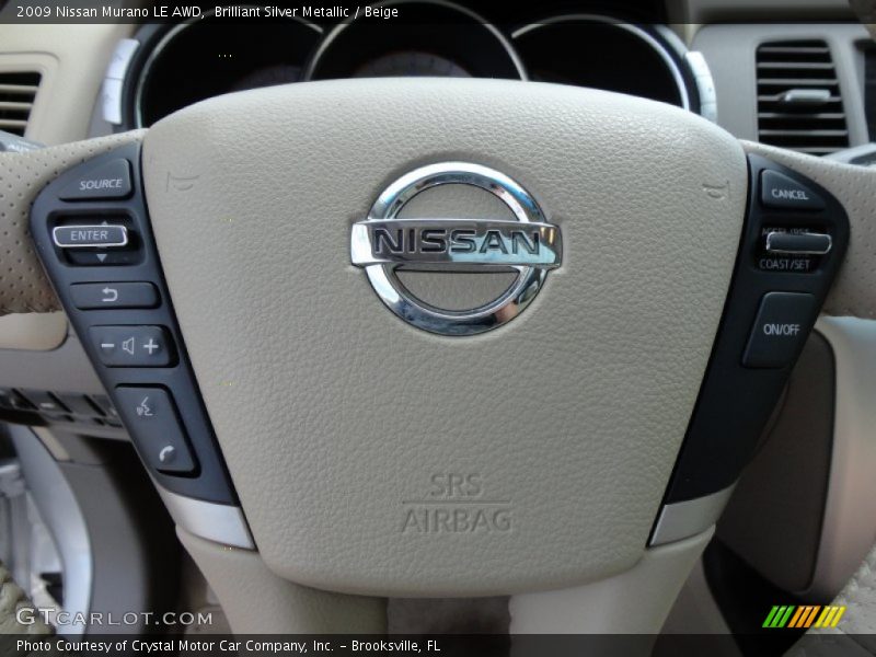Brilliant Silver Metallic / Beige 2009 Nissan Murano LE AWD