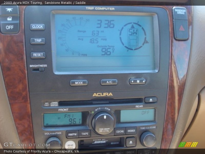 Controls of 2003 MDX Touring