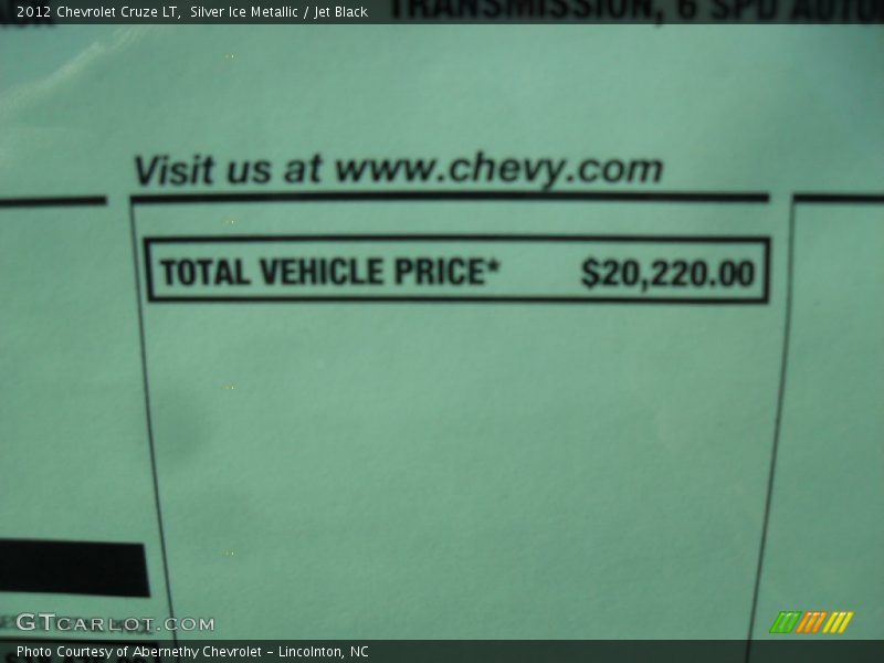 Silver Ice Metallic / Jet Black 2012 Chevrolet Cruze LT
