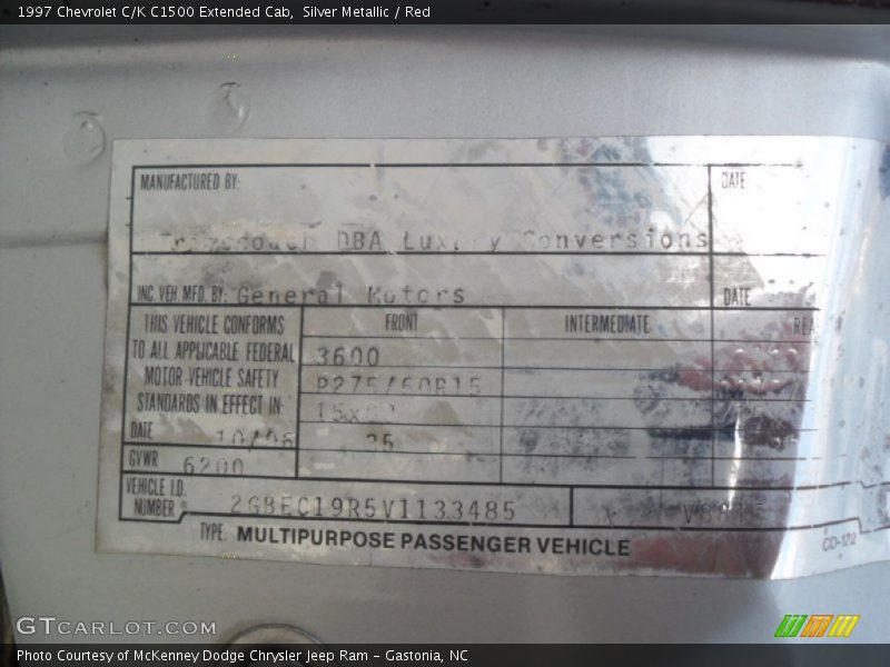 Silver Metallic / Red 1997 Chevrolet C/K C1500 Extended Cab