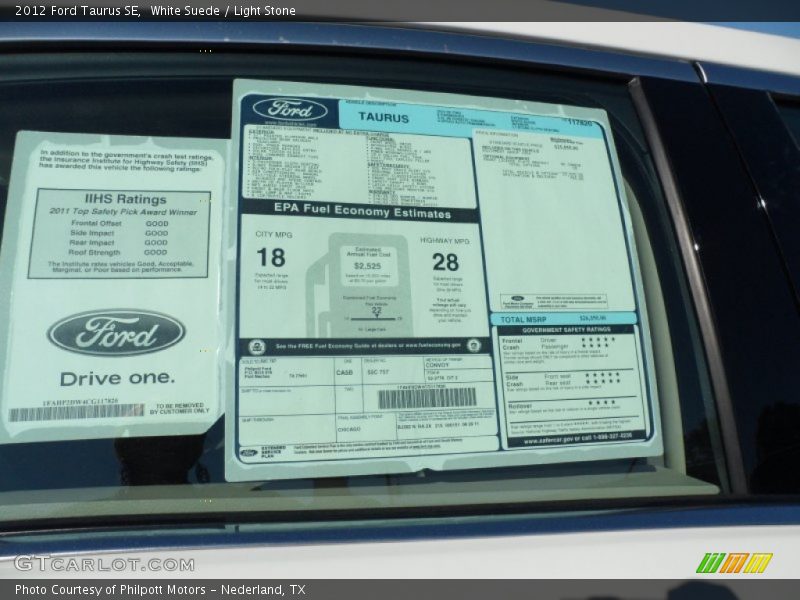  2012 Taurus SE Window Sticker