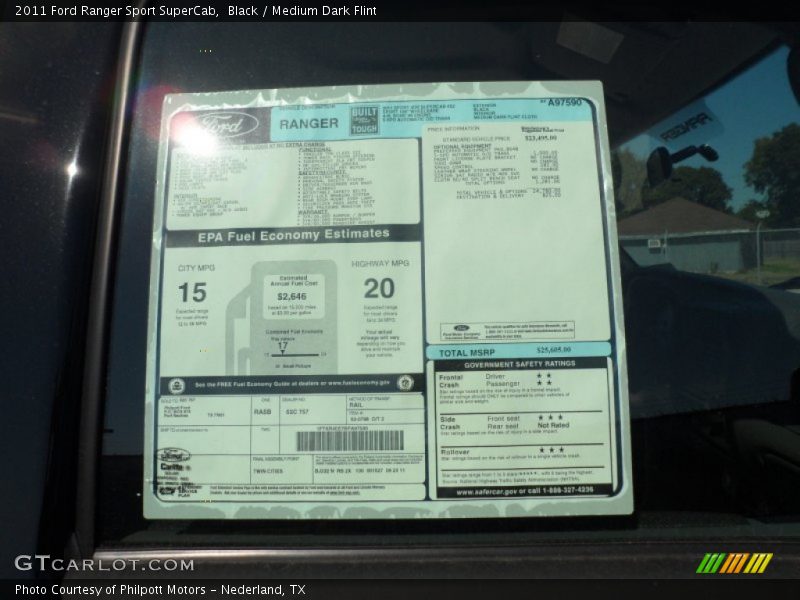 Black / Medium Dark Flint 2011 Ford Ranger Sport SuperCab