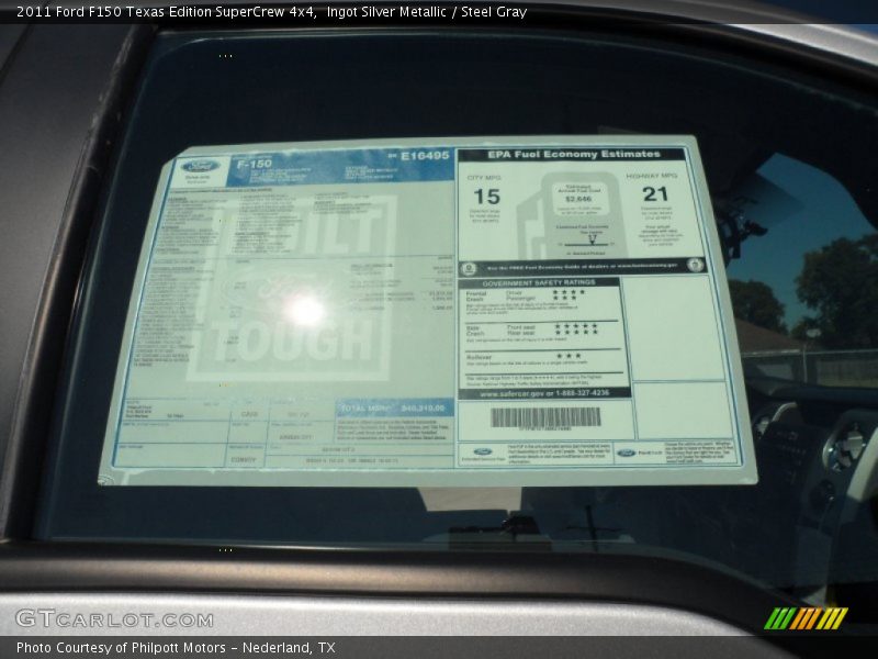 Ingot Silver Metallic / Steel Gray 2011 Ford F150 Texas Edition SuperCrew 4x4
