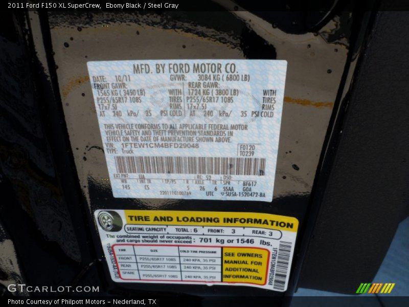 Ebony Black / Steel Gray 2011 Ford F150 XL SuperCrew