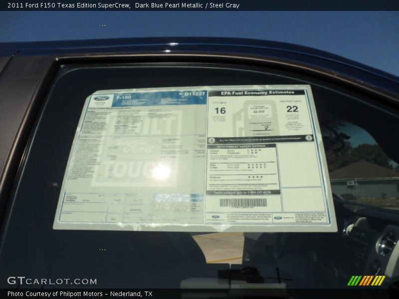 Dark Blue Pearl Metallic / Steel Gray 2011 Ford F150 Texas Edition SuperCrew