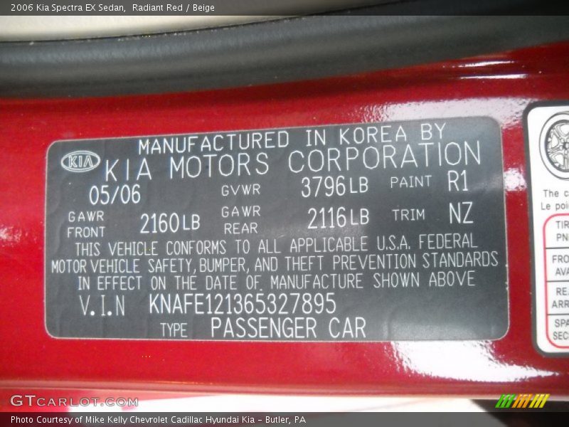 Radiant Red / Beige 2006 Kia Spectra EX Sedan