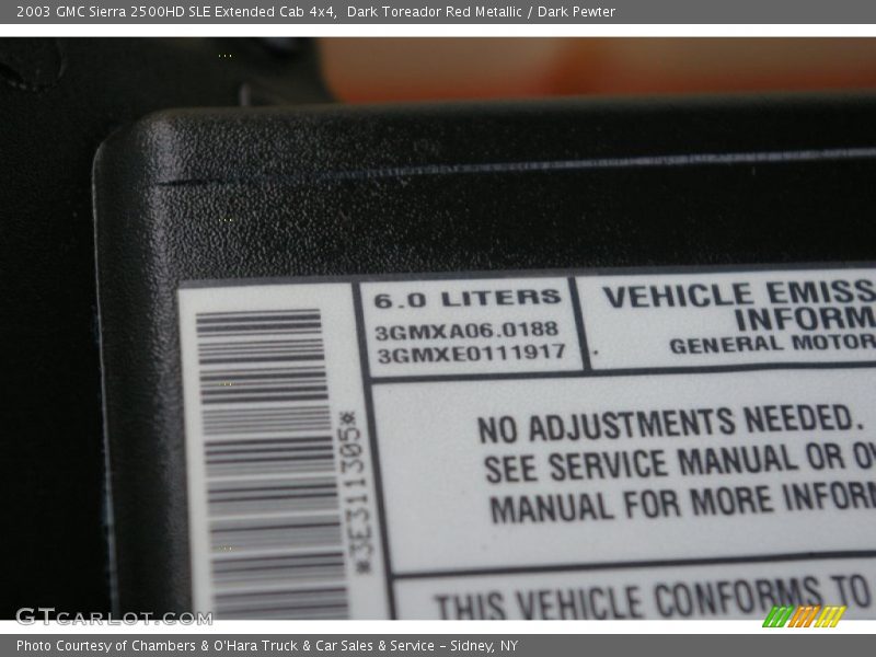 Dark Toreador Red Metallic / Dark Pewter 2003 GMC Sierra 2500HD SLE Extended Cab 4x4