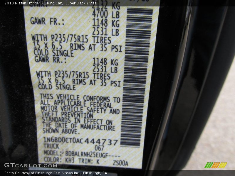 Super Black / Steel 2010 Nissan Frontier XE King Cab
