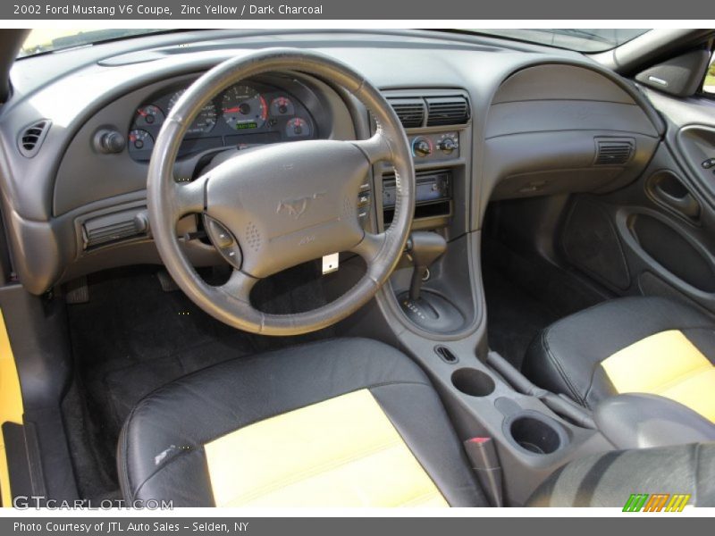 Zinc Yellow / Dark Charcoal 2002 Ford Mustang V6 Coupe