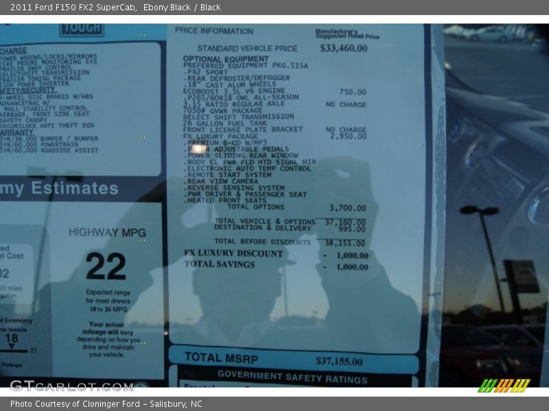  2011 F150 FX2 SuperCab Window Sticker