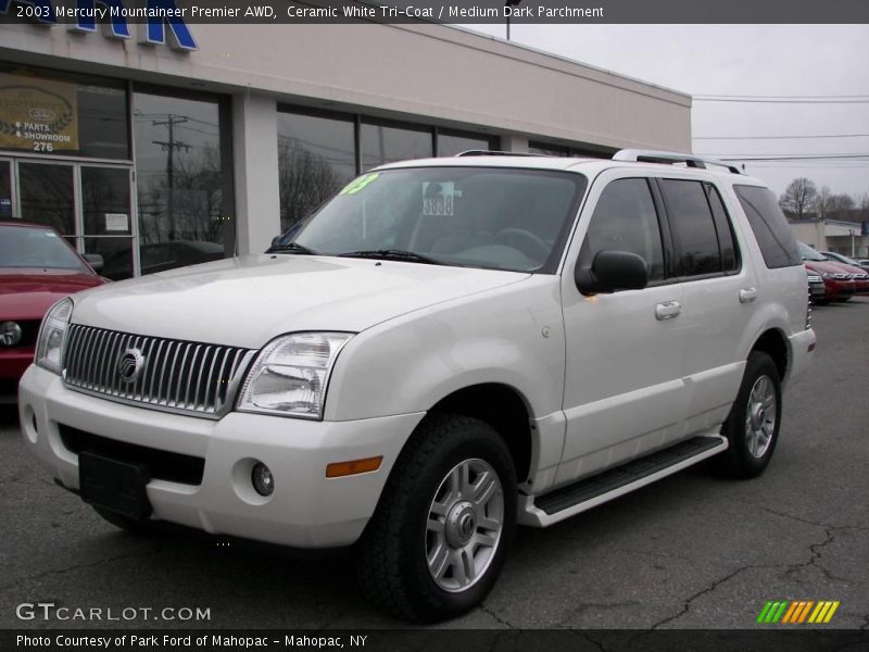 Ceramic White Tri-Coat / Medium Dark Parchment 2003 Mercury Mountaineer Premier AWD