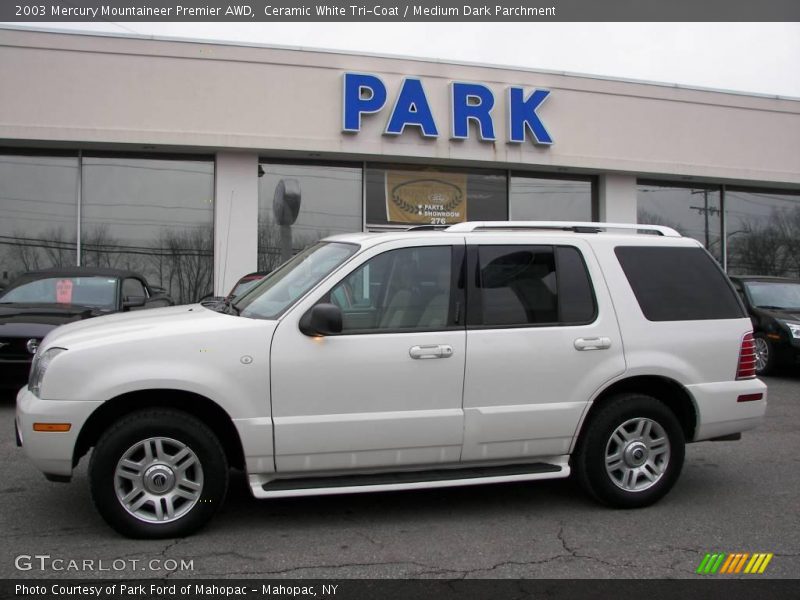 Ceramic White Tri-Coat / Medium Dark Parchment 2003 Mercury Mountaineer Premier AWD
