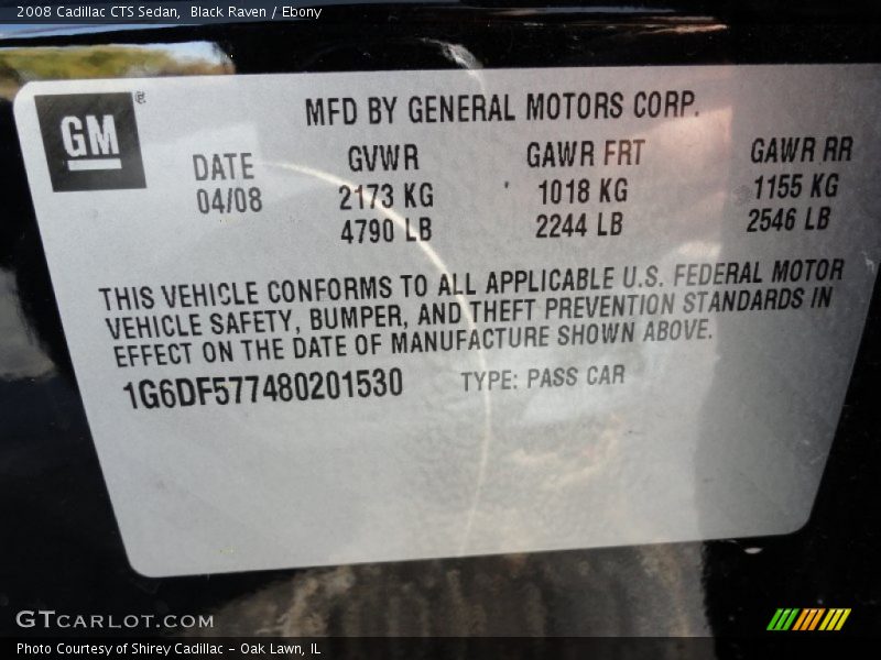 Black Raven / Ebony 2008 Cadillac CTS Sedan
