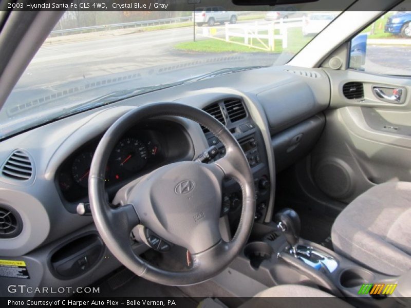 Crystal Blue / Gray 2003 Hyundai Santa Fe GLS 4WD