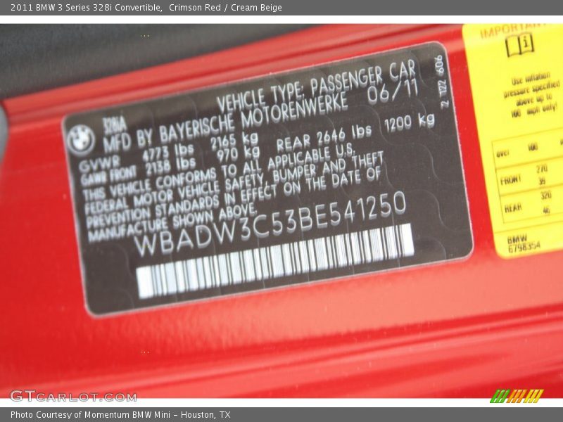 Crimson Red / Cream Beige 2011 BMW 3 Series 328i Convertible