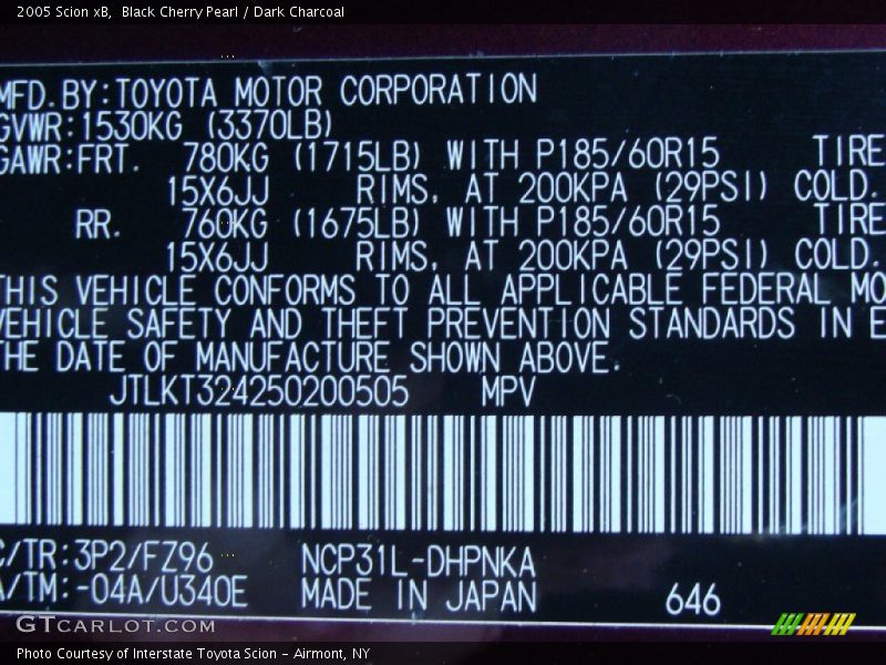Black Cherry Pearl / Dark Charcoal 2005 Scion xB