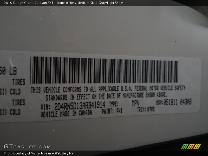 Stone White / Medium Slate Gray/Light Shale 2010 Dodge Grand Caravan SXT