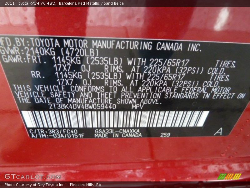 Barcelona Red Metallic / Sand Beige 2011 Toyota RAV4 V6 4WD