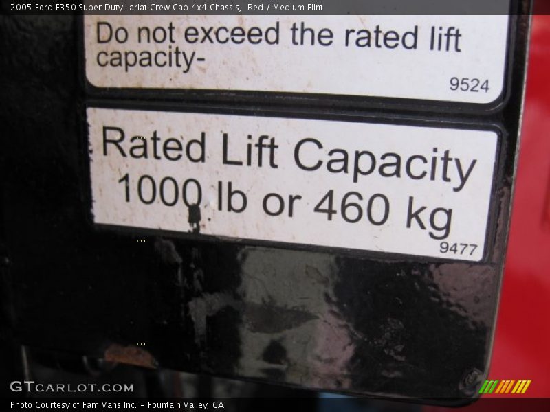 Red / Medium Flint 2005 Ford F350 Super Duty Lariat Crew Cab 4x4 Chassis