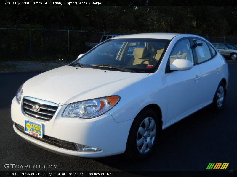 Captiva White / Beige 2008 Hyundai Elantra GLS Sedan