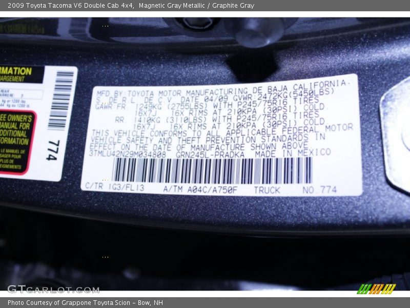 Magnetic Gray Metallic / Graphite Gray 2009 Toyota Tacoma V6 Double Cab 4x4