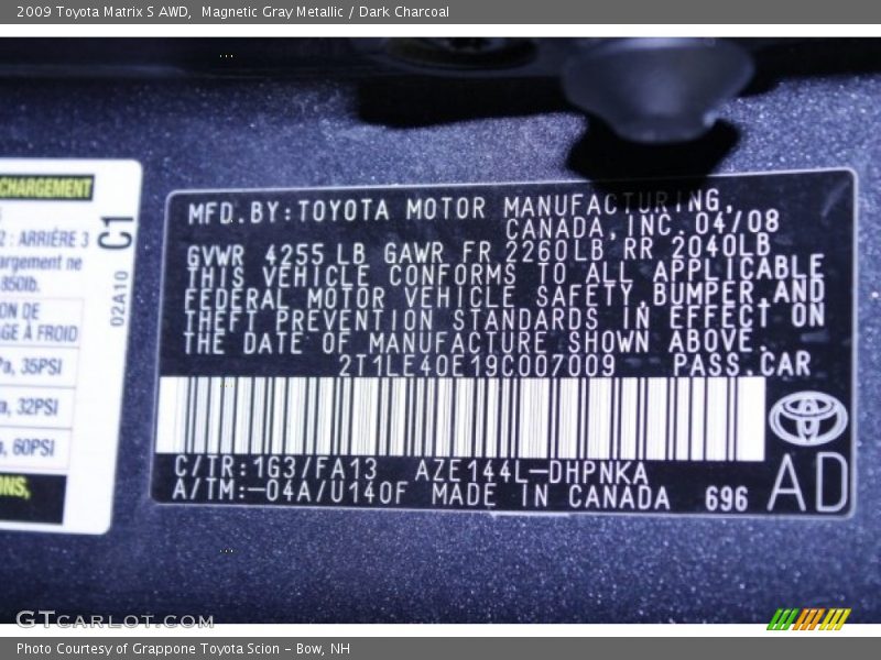 Magnetic Gray Metallic / Dark Charcoal 2009 Toyota Matrix S AWD