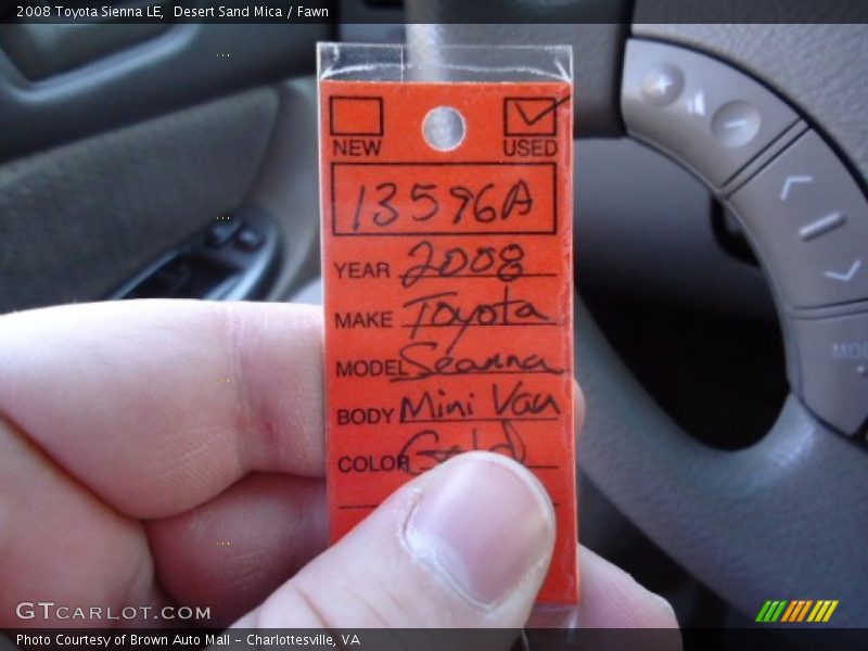 Desert Sand Mica / Fawn 2008 Toyota Sienna LE