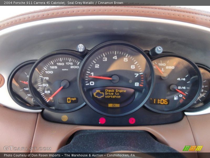 Seal Grey Metallic / Cinnamon Brown 2004 Porsche 911 Carrera 4S Cabriolet
