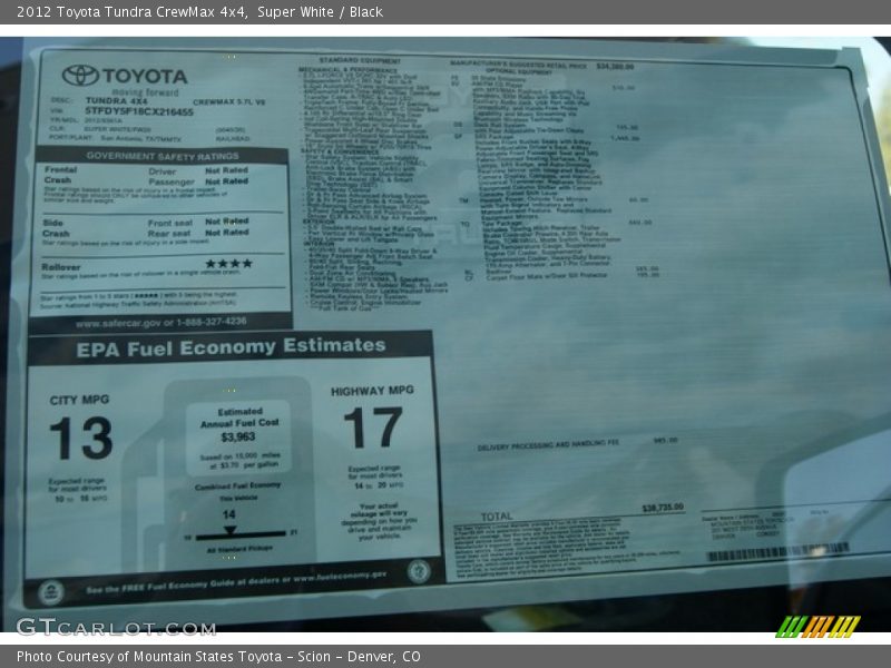 Super White / Black 2012 Toyota Tundra CrewMax 4x4