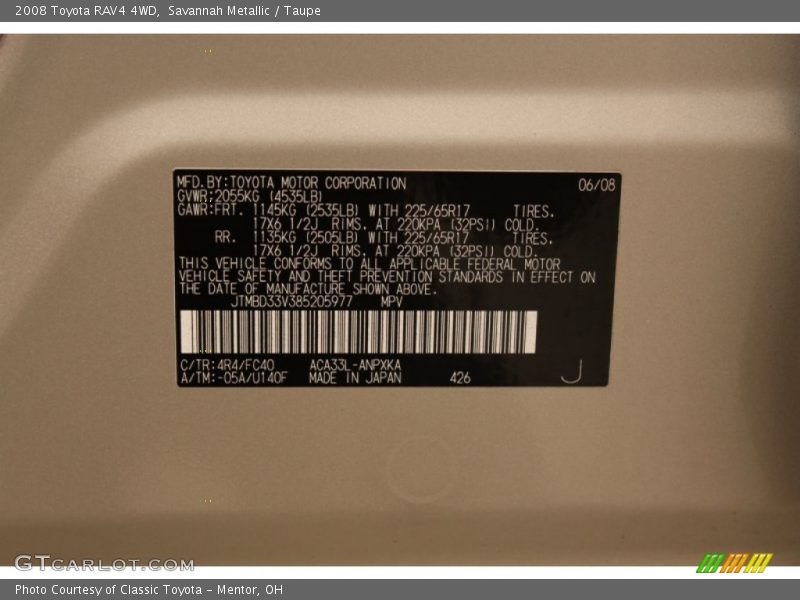 Savannah Metallic / Taupe 2008 Toyota RAV4 4WD