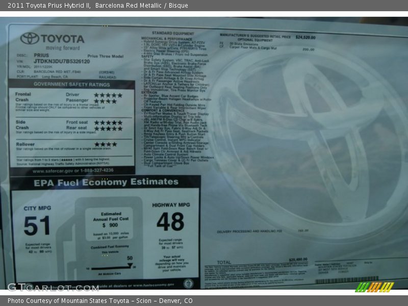 Barcelona Red Metallic / Bisque 2011 Toyota Prius Hybrid II