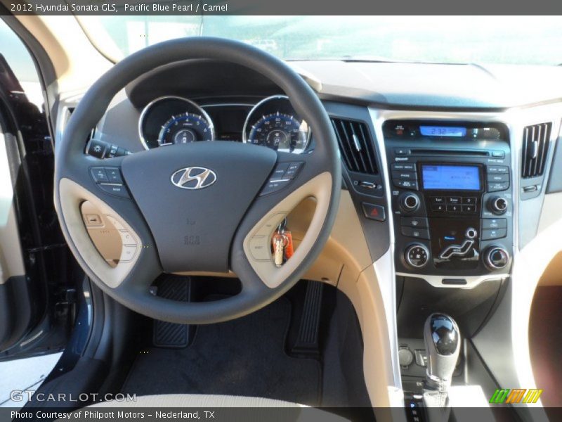 Pacific Blue Pearl / Camel 2012 Hyundai Sonata GLS