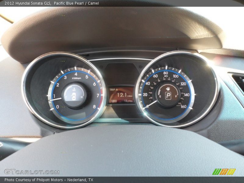 Pacific Blue Pearl / Camel 2012 Hyundai Sonata GLS