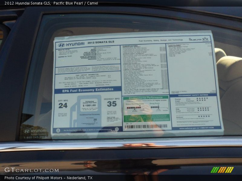 Pacific Blue Pearl / Camel 2012 Hyundai Sonata GLS