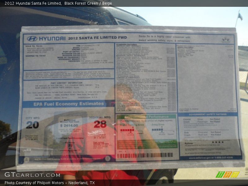  2012 Santa Fe Limited Window Sticker
