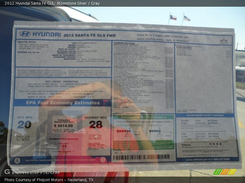  2012 Santa Fe GLS Window Sticker