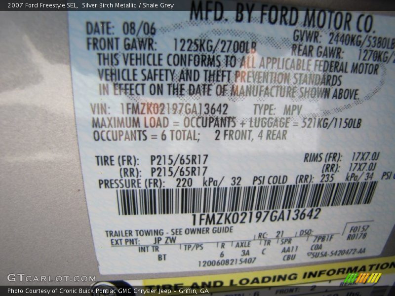 Silver Birch Metallic / Shale Grey 2007 Ford Freestyle SEL