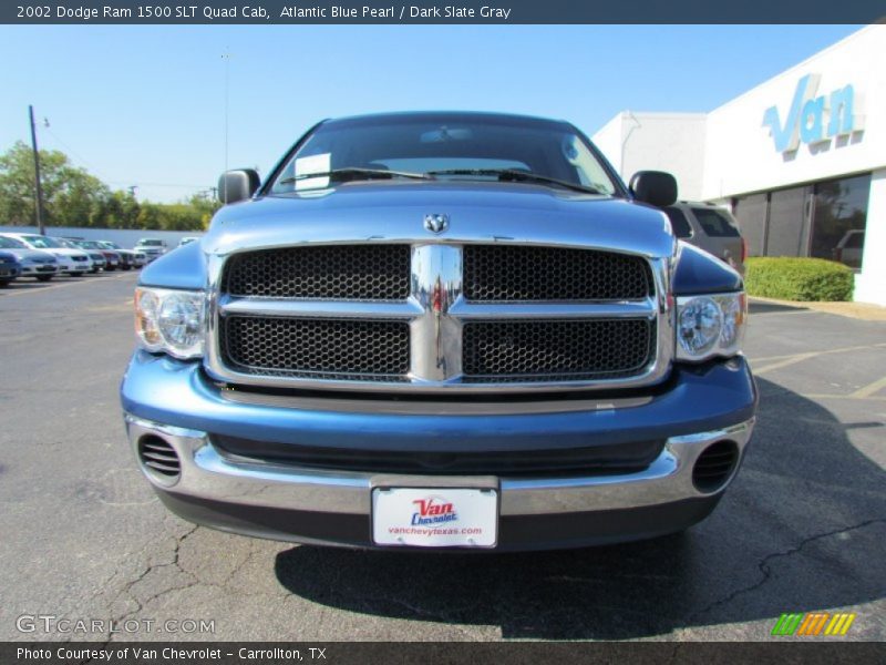 Atlantic Blue Pearl / Dark Slate Gray 2002 Dodge Ram 1500 SLT Quad Cab