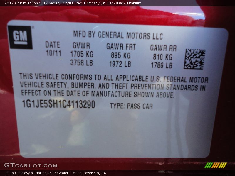 Crystal Red Tintcoat / Jet Black/Dark Titanium 2012 Chevrolet Sonic LTZ Sedan