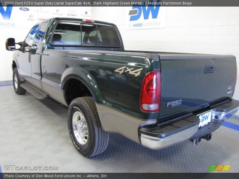 Dark Highland Green Metallic / Medium Parchment Beige 2003 Ford F250 Super Duty Lariat SuperCab 4x4