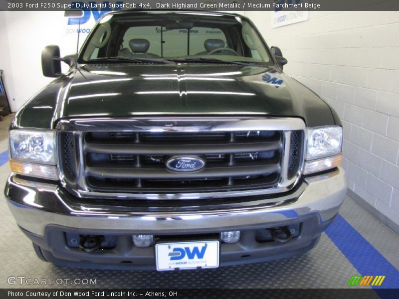 Dark Highland Green Metallic / Medium Parchment Beige 2003 Ford F250 Super Duty Lariat SuperCab 4x4