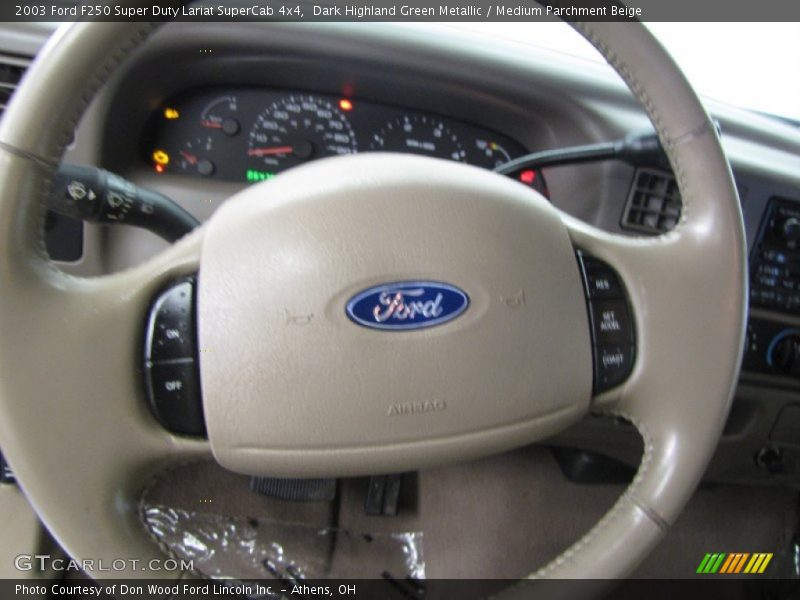 Dark Highland Green Metallic / Medium Parchment Beige 2003 Ford F250 Super Duty Lariat SuperCab 4x4