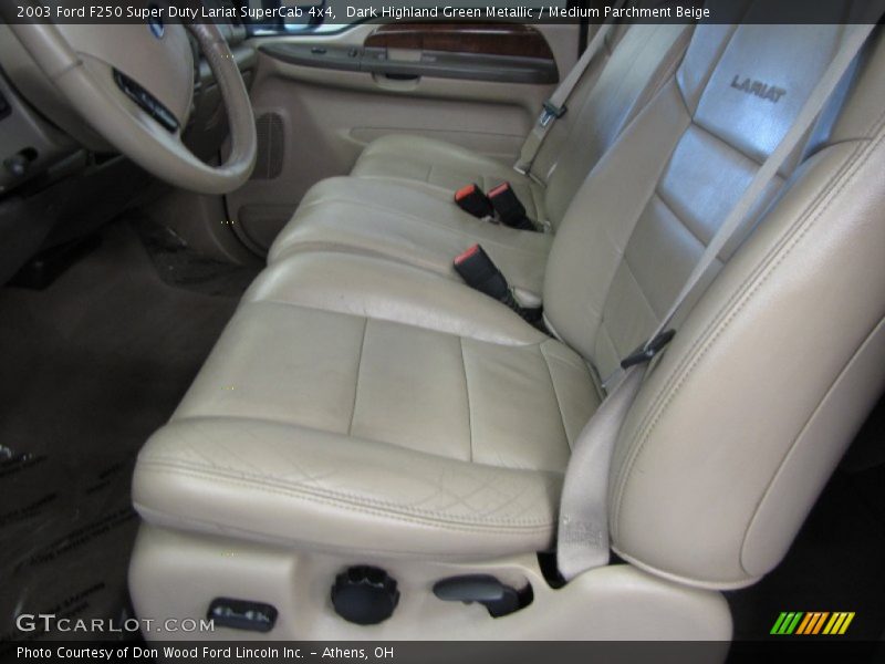 Dark Highland Green Metallic / Medium Parchment Beige 2003 Ford F250 Super Duty Lariat SuperCab 4x4