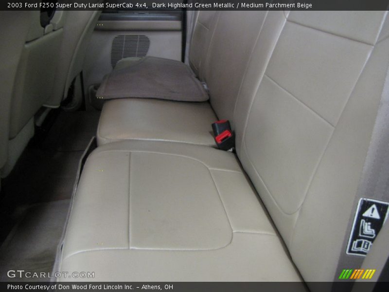 Dark Highland Green Metallic / Medium Parchment Beige 2003 Ford F250 Super Duty Lariat SuperCab 4x4