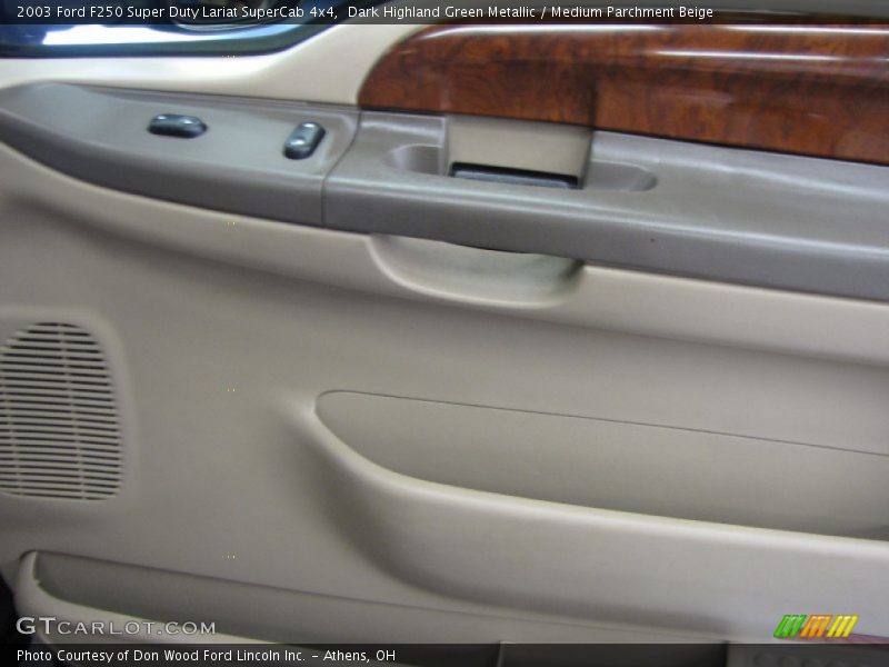 Dark Highland Green Metallic / Medium Parchment Beige 2003 Ford F250 Super Duty Lariat SuperCab 4x4