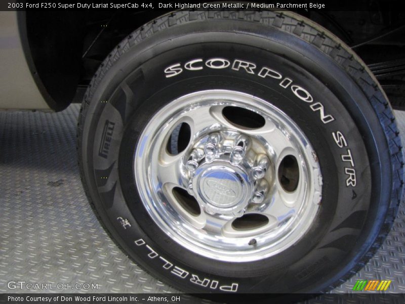 Dark Highland Green Metallic / Medium Parchment Beige 2003 Ford F250 Super Duty Lariat SuperCab 4x4