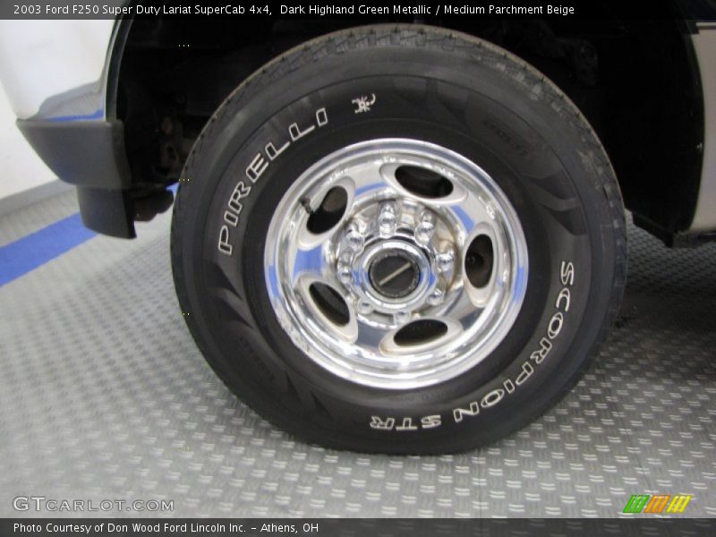 Dark Highland Green Metallic / Medium Parchment Beige 2003 Ford F250 Super Duty Lariat SuperCab 4x4