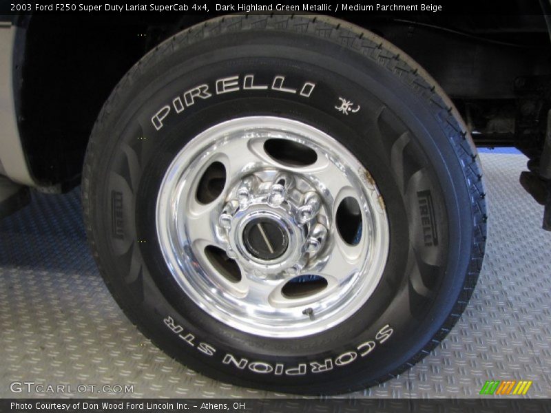 Dark Highland Green Metallic / Medium Parchment Beige 2003 Ford F250 Super Duty Lariat SuperCab 4x4