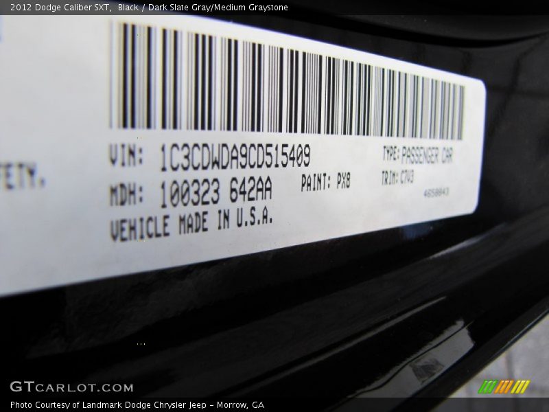Black / Dark Slate Gray/Medium Graystone 2012 Dodge Caliber SXT