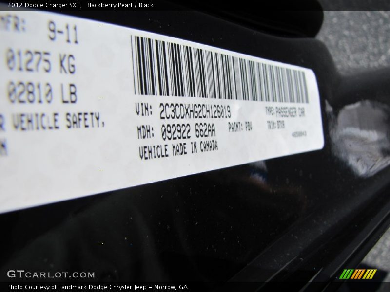 Blackberry Pearl / Black 2012 Dodge Charger SXT